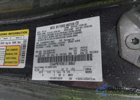 2019 Ford Mustang Ecoboost Premium z USA, uszkodzony, nr VIN 1FA6P8TH3K5118867